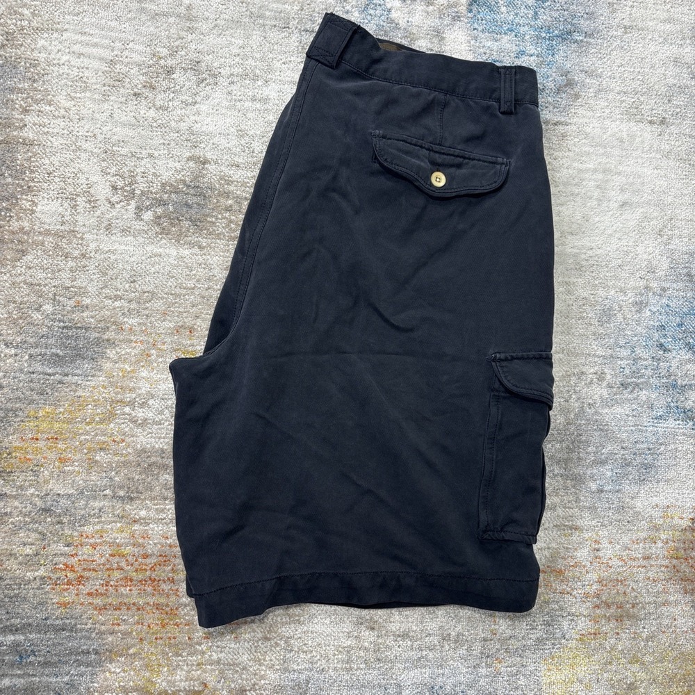 Tommy Bahama Men's Black 100% Silk Cargo Shorts Size 38 Relaxed Fit